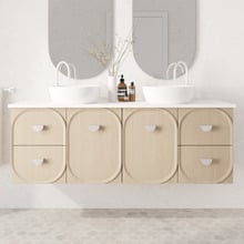 Port 1500mm Wall Hung Double Vanity  with Solid Surface Countertop